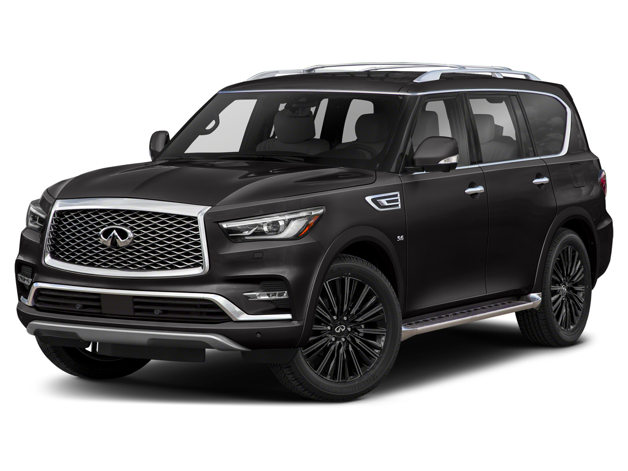 2019 INFINITI QX80 Limited in Anthracite Gray — front three-quarter view