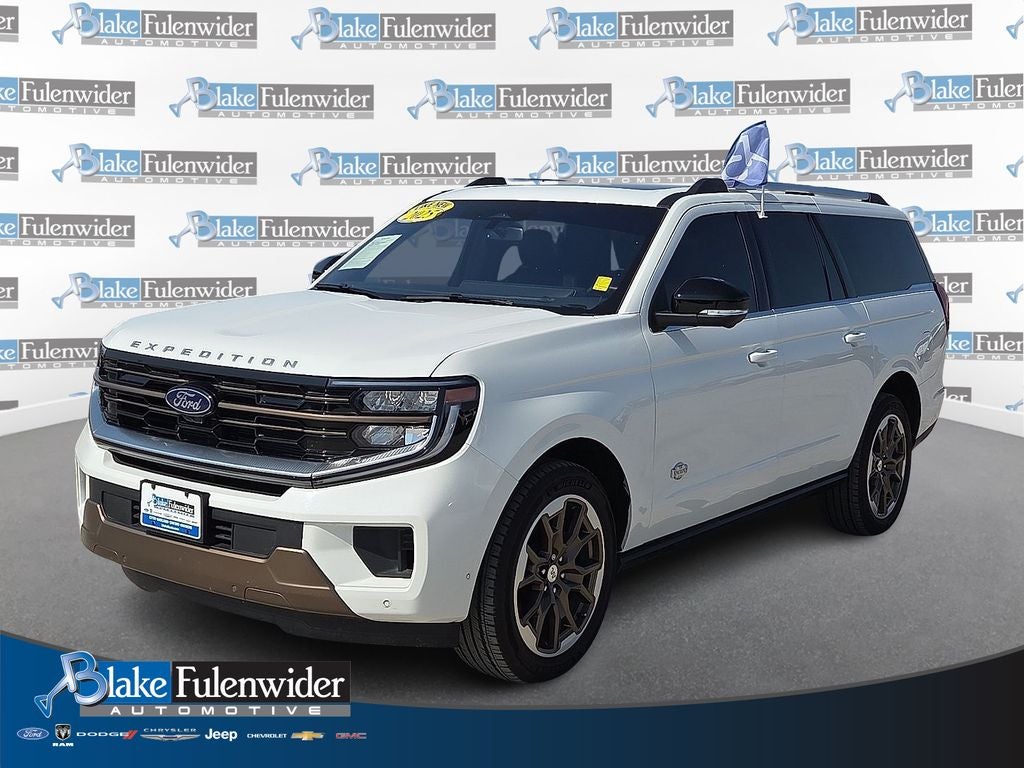 2025 Ford Expedition Max King Ranch in White Metallic — front three-quarter view