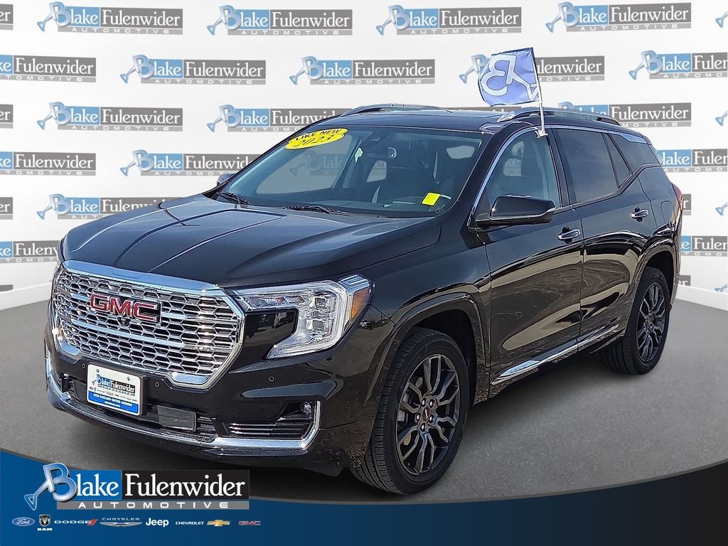 2023 GMC Terrain Denali in Ebony Twilight Metallic — front three-quarter view