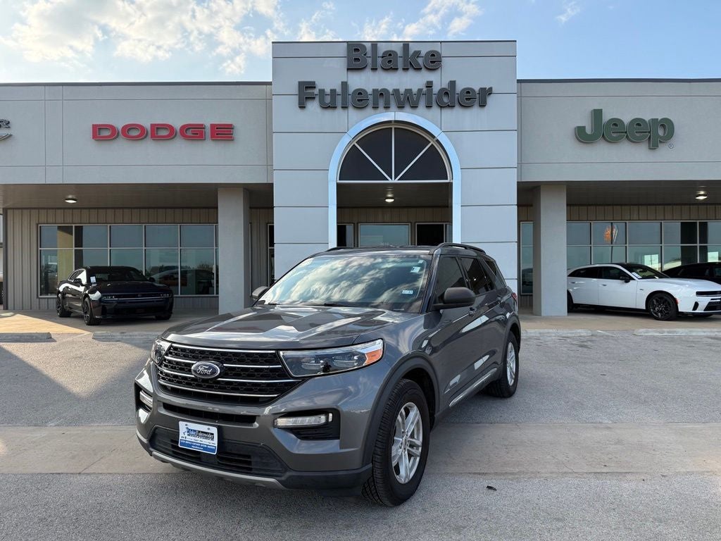 2021 Ford Explorer XLT in Gray Metallic — front three-quarter view