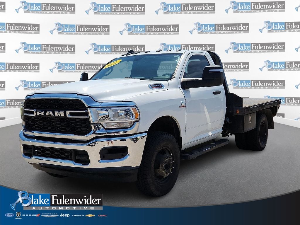 2023 RAM 3500 Chassis Tradesman/SLT in Bright White Clearcoat — front three-quarter view