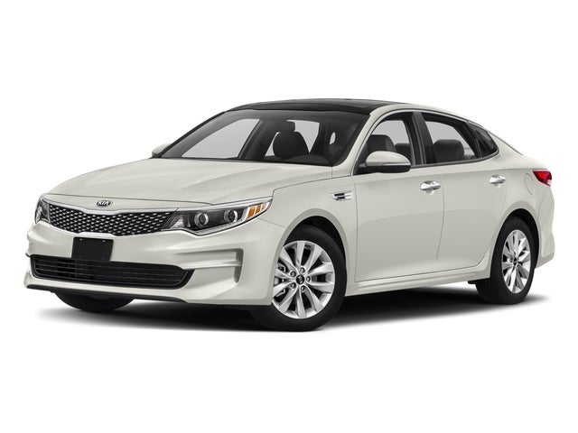 2017 Kia Optima LX in Snow White Pearl — front three-quarter view