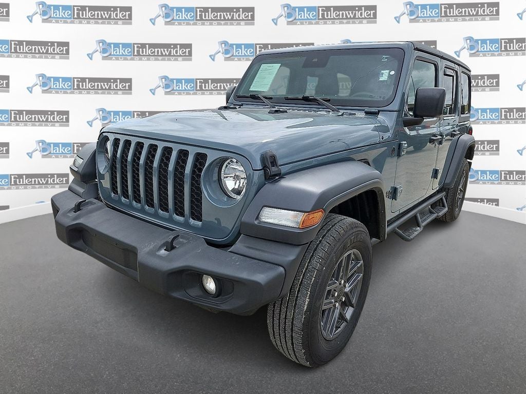 2024 Jeep Wrangler Sport S in Anvil Clear Coat — front three-quarter view